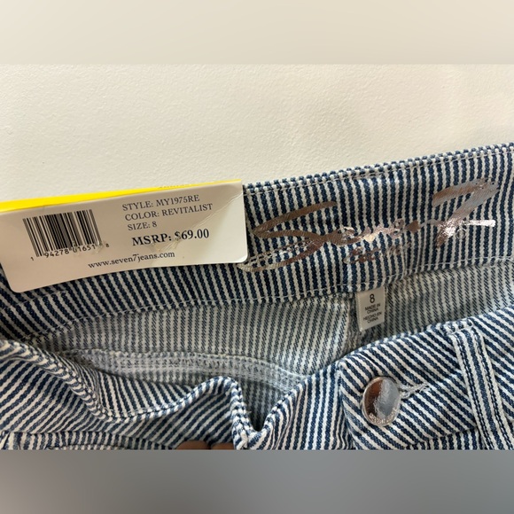$69 Seven 7 Jeans High Rise Skinny Women’s Size 8 Blue/White Striped TUMMYLESS - Picture 7 of 10